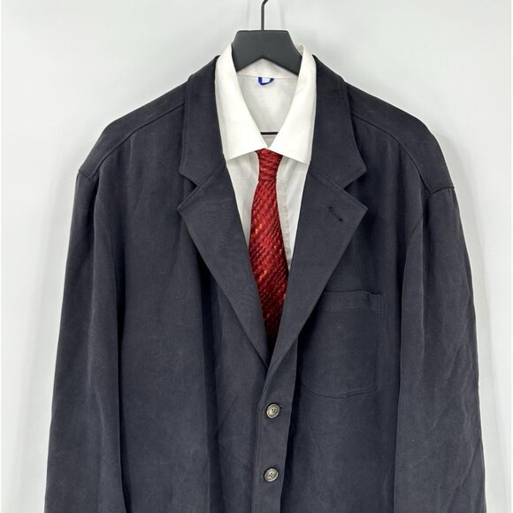 jacket blazer sport coat 100% silk unlined unstructured black XXL - Picture 4 of 8